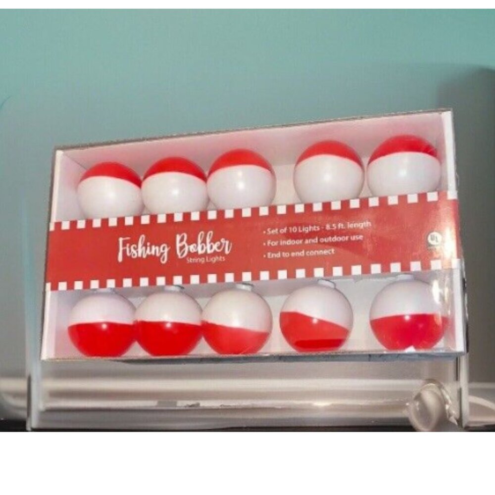 Fishing Bobber Set Of 10 String Lights Indoor Outdoor End to End Connect